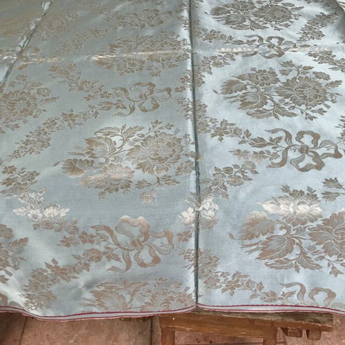 Brocade fabric piece vintage new, silk with damask pattern