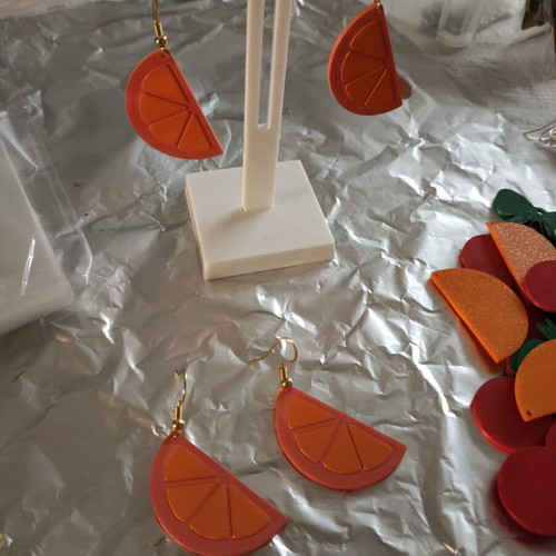 Our Grapefruit pink orange earrings 3D printed hand painted