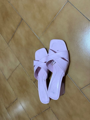 Zara mules used, pink, with thick heel, size 39
