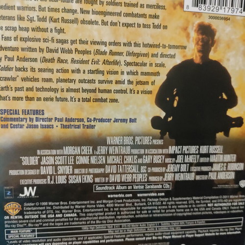 Soldier Blu-ray movie, Kurt Russell, English subtitles