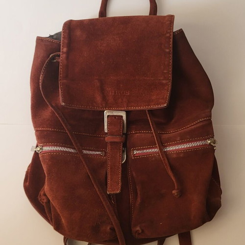 Thiros vintage suede leather backpack like new, brown and red