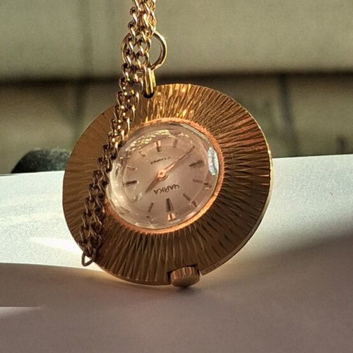 Retro Chaika Gold Plei Women's Winding Necklace Watch like new