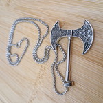 Viking axe with chain new, silver