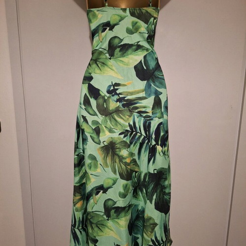 Green Leaf Print Midi Cami Dress Size Medium Shein like new