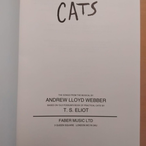 Cats The Musical Sheet Music Like New, Voice and Piano