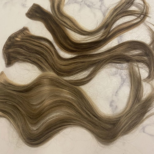 Extensions with clips made of real hair, like new, set of 4