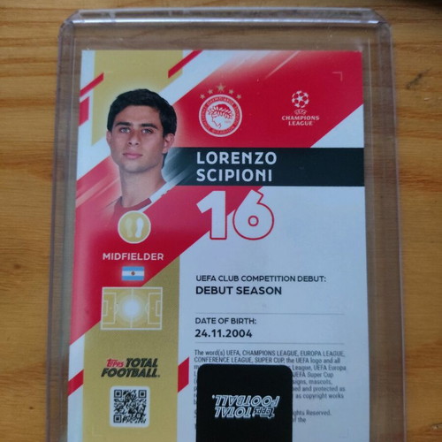 Topps Total Football Lorenzo Scipioni Rookie Olympiacos like new