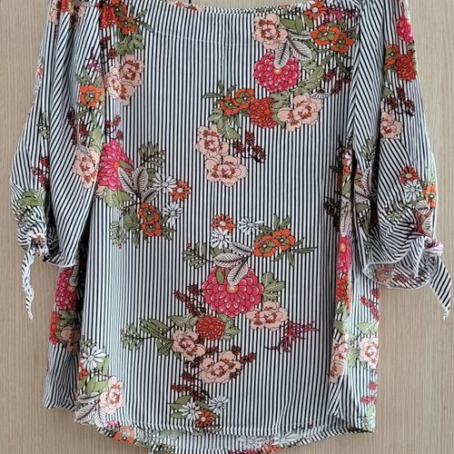 Maki Philosophy floral striped blouse, size L