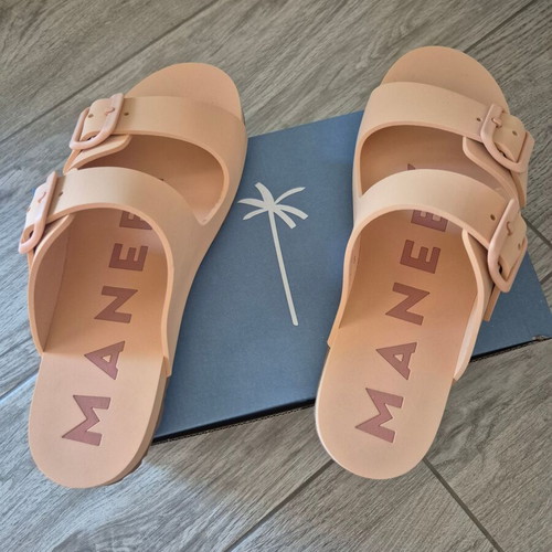 Manebi slide sandals new, orange, size 40