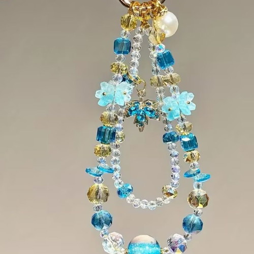 Handmade key chain in blue shades