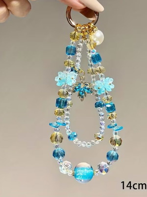 Handmade key chain in blue shades