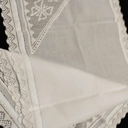 Handmade embroidered doily with crochet used