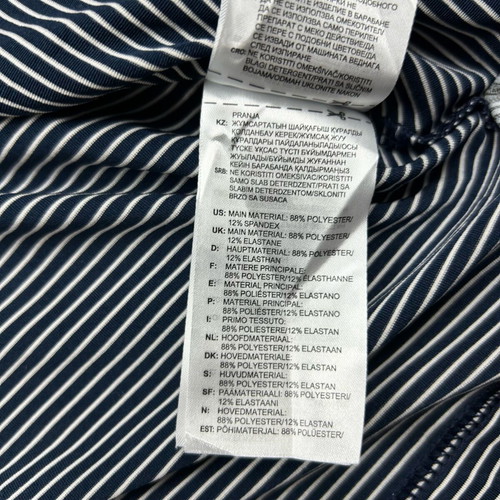 Adidas TPC Scottsdale Men's Golf Polo Shirt Large White Blue Striped Short Sleeve with Collar