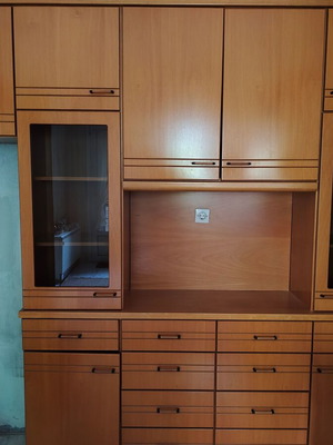 Kitchen cabinet with glass doors made of solid wood used, luxury