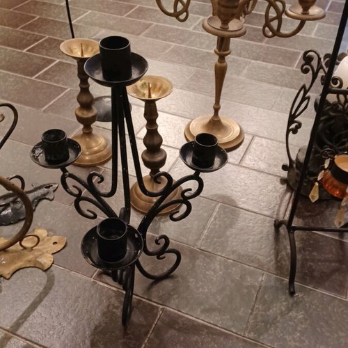 Candlesticks and lamp bases used, pack of 9 old pieces