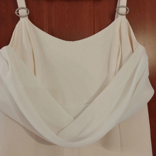 Wedding dress, cream color, long elegant with decorative ring straps