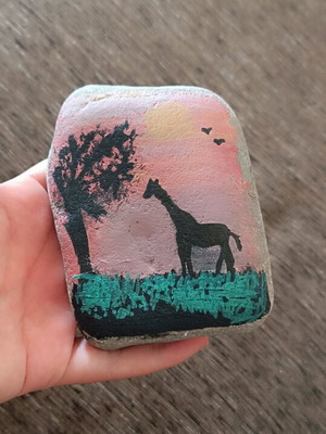 Painted stone new with acrylic colors