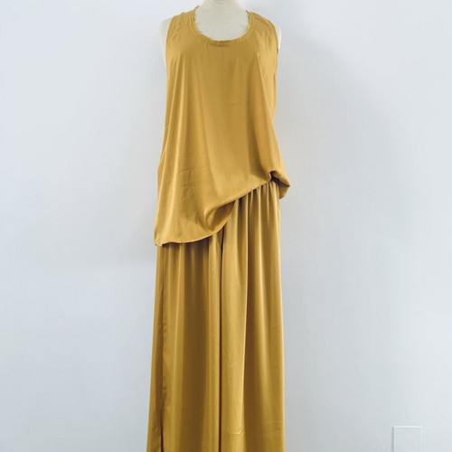 Satin set Simplicity with asymmetric top and wide-leg pants