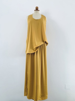 Satin set Simplicity with asymmetric top and wide-leg pants
