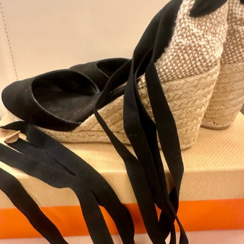 Castaner black and beige wedge sandals like new, size 40