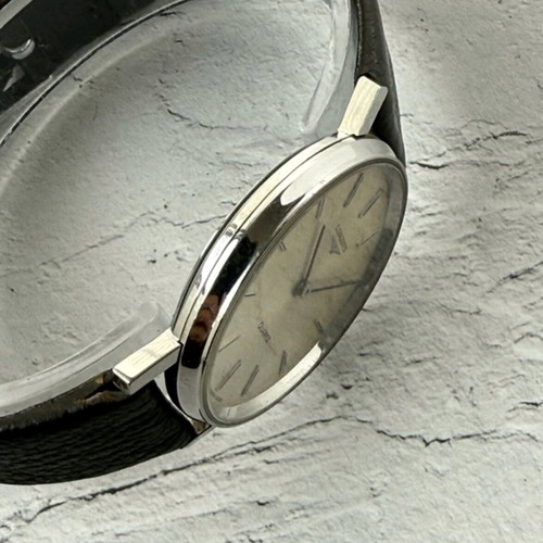 Longines Quartz 717 6033 vintage unisex dress watch used, brown leather strap