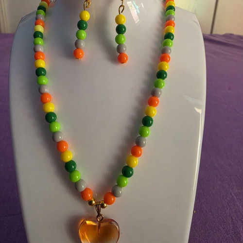 Handmade colorful beaded summer necklace and earrings set new