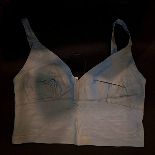 Leather top Stradivarius used, sky blue, size S