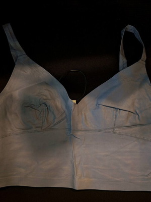 Leather top Stradivarius used, sky blue, size S