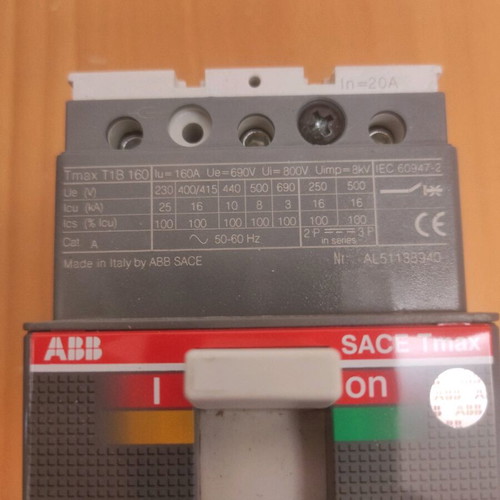 ABB SACE Tmax T1B 160 3P 20A Automatic Power Switch