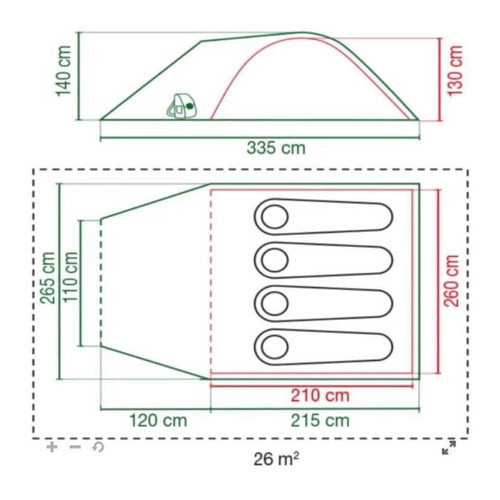 Coleman Darwin 4 Plus camping tent used, green, 4-season for 4 people