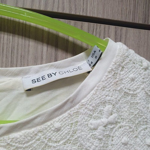 See By Chloe dress used, guipure lace, size 44, white