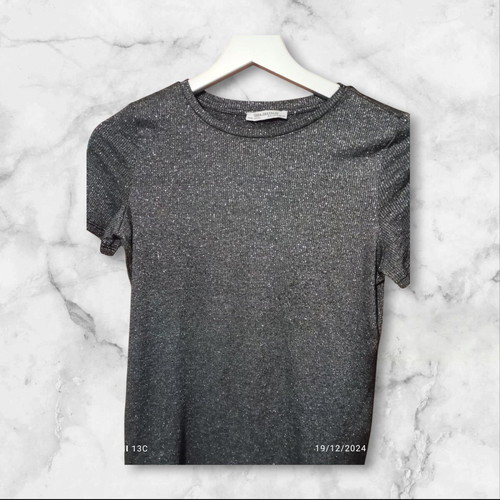 Zara evening blouse women like new, silver, elastic
