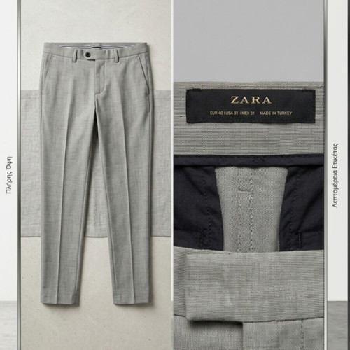Zara straight classic pants, gray, spring-summer, unisex, size L