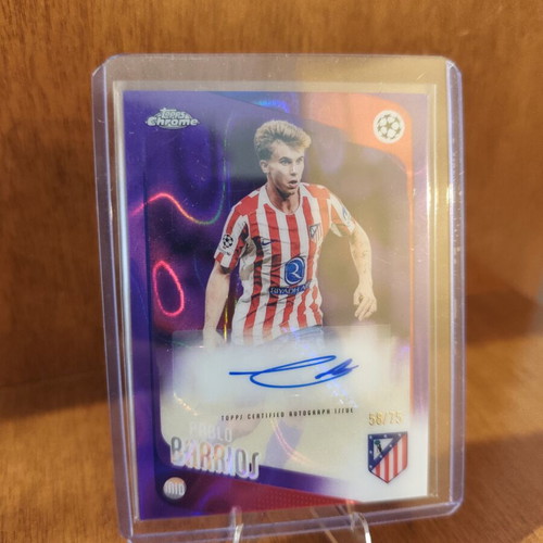 Topps Chrome Pablo Barrios Atletico Madrid Auto Autograph Purple Refractor Numbered 58/75 like new