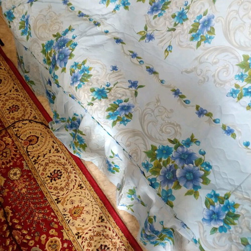 German quilt from 1970 new for double bed, blue