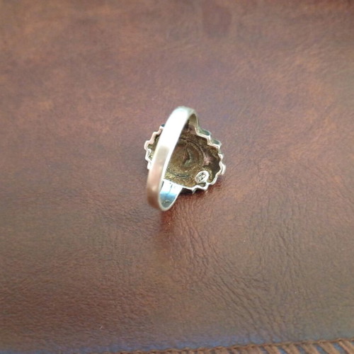 Women's silver ring used, antique, Gianniotiko with semi-precious stone