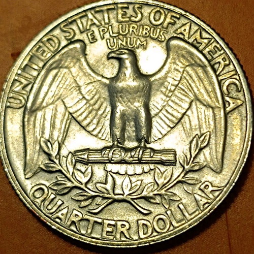 US quarter dollar 1965 used with mint error die break