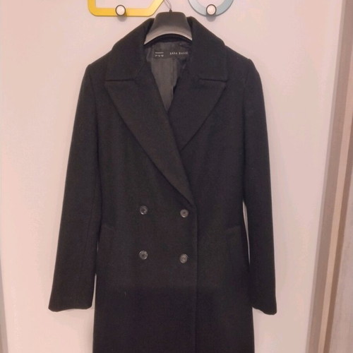 Zara black wool coat like new, size S