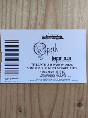 Opeth and Leprous Ticket July 3, 2024, like new