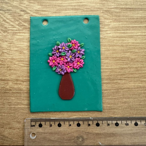 Flowers and vases wall decor like new, handmade from polymer clay