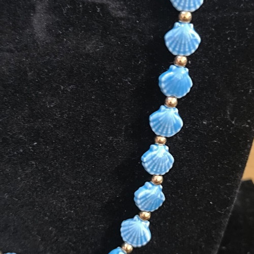 Necklace with Blue Shells Stainless Steel new