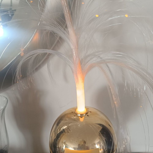 Vintage fiber optic lamp with clock used, space age style