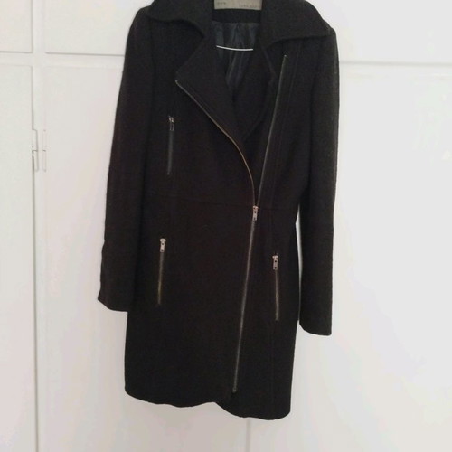 Zara coat used, black, wool blend, mid-length