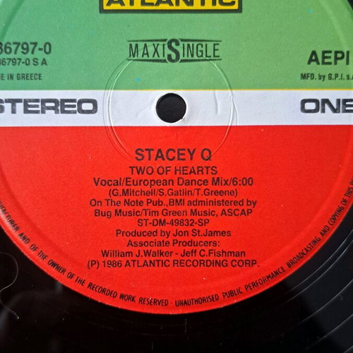 Vinyl Maxi Single 12" Stacey Q Two Of Hearts like new