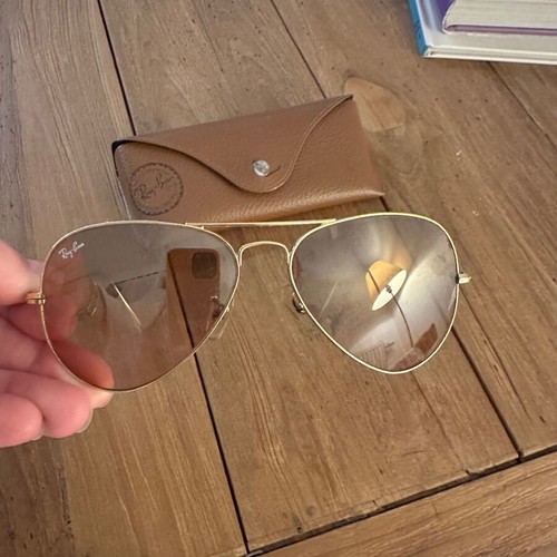 Ray Ban sunglasses used with gold frame and pink lens