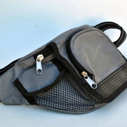 Waist Bag Used Grey and Black Nylon Polyester
