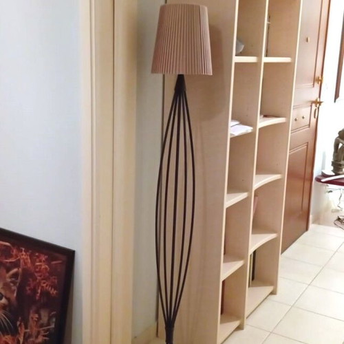 Vintage floor lamp from solid wrought iron, mid-century art deco style