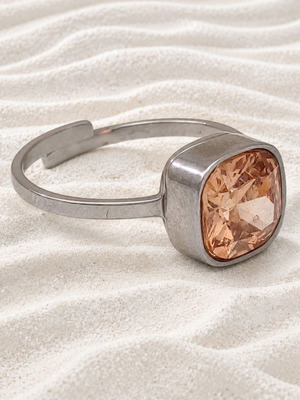 Ring with zircon and stainless steel, size 55, new