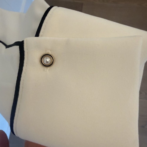 Zara white blouse with black piping new, size M