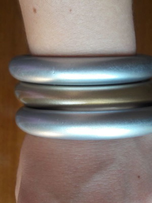 Wooden and plastic bracelets set of 3 pieces